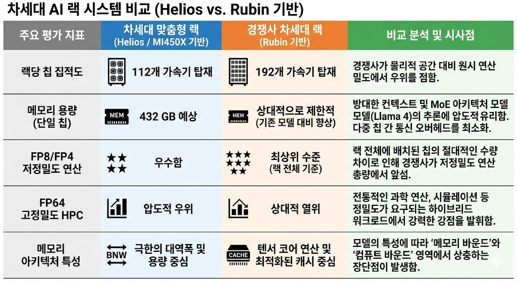 Helios vs Rubin 기반 차세대 AI 랙 시스템 성능 비교 이미지