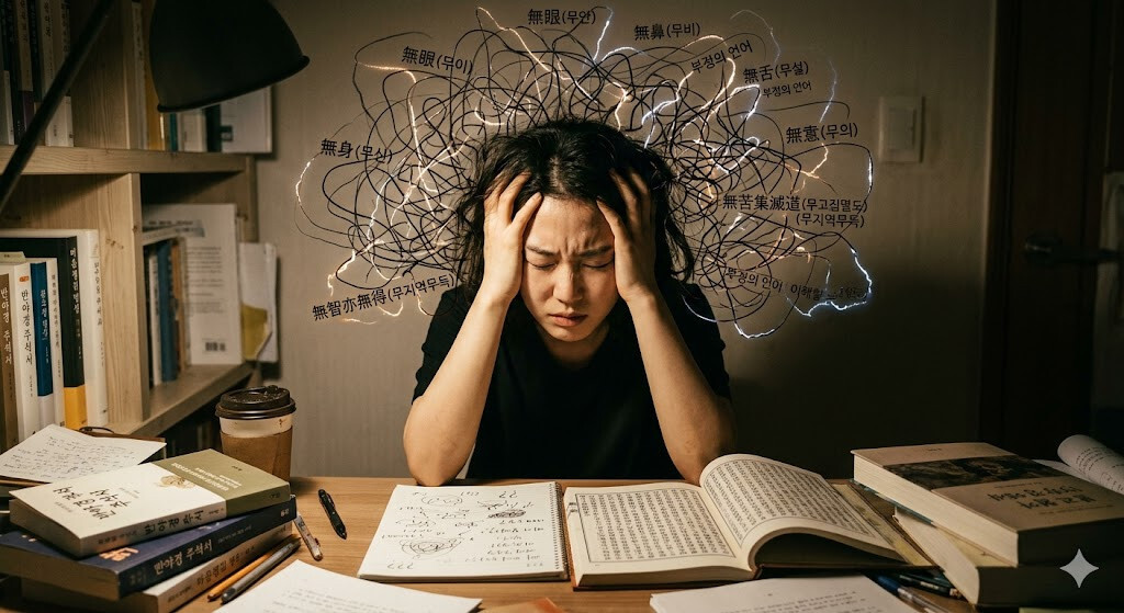 반야심경을 이해하기 위한 마음챙김과 명상 개념 이미지