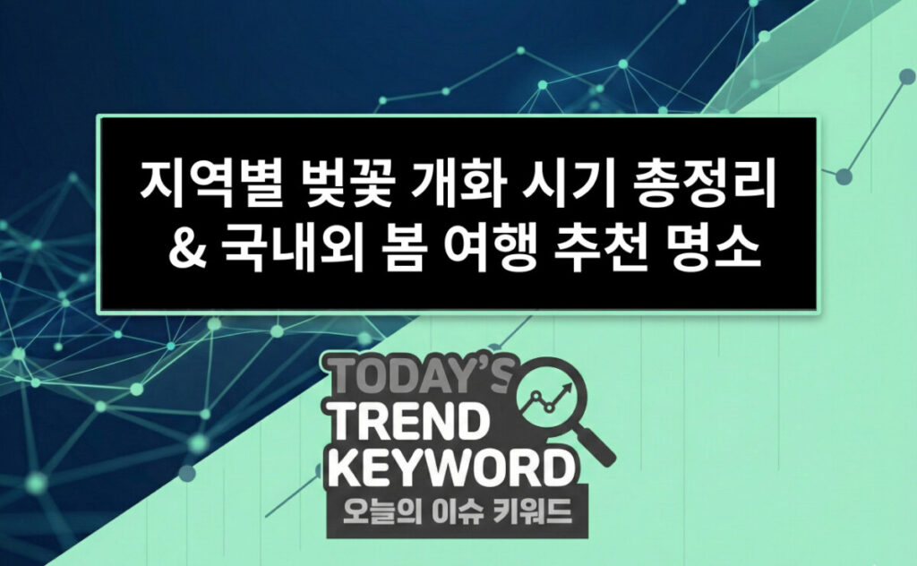 2026 지역별 벚꽃 개화 시기 총정리 & 국내외 봄 여행 추천 명소