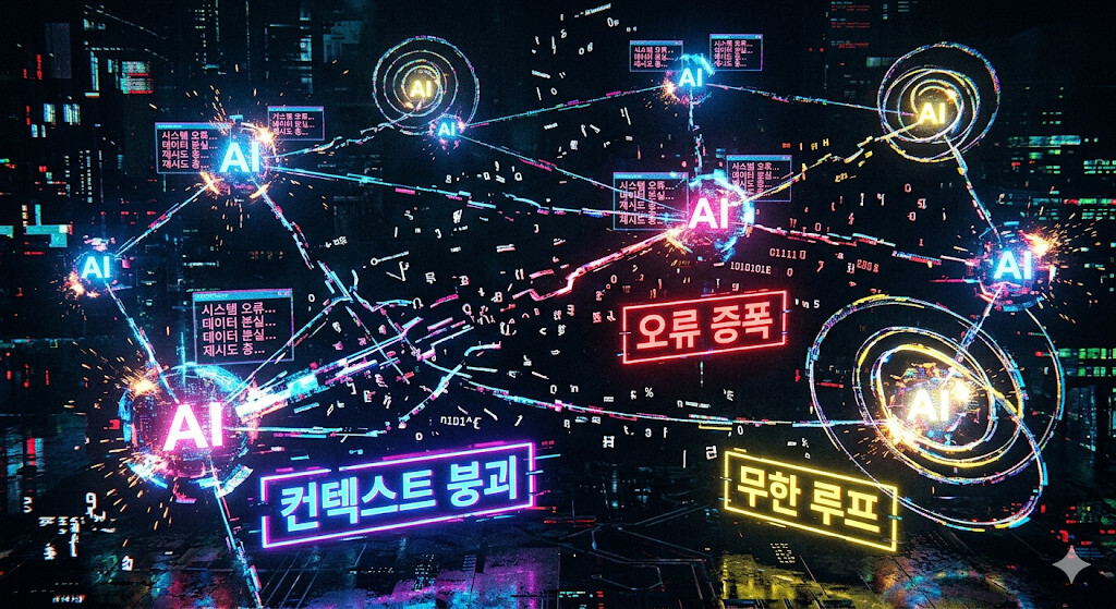 AI 에이전트 컨텍스트 붕괴와 무한 루프 구조 이미지