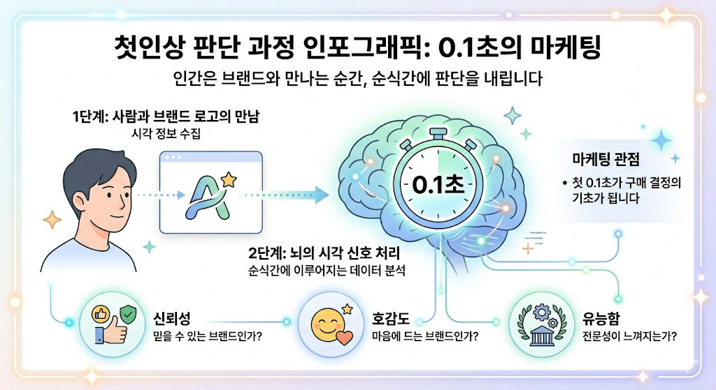 브랜드 첫인상 0.1초 판단 과정 인포그래픽