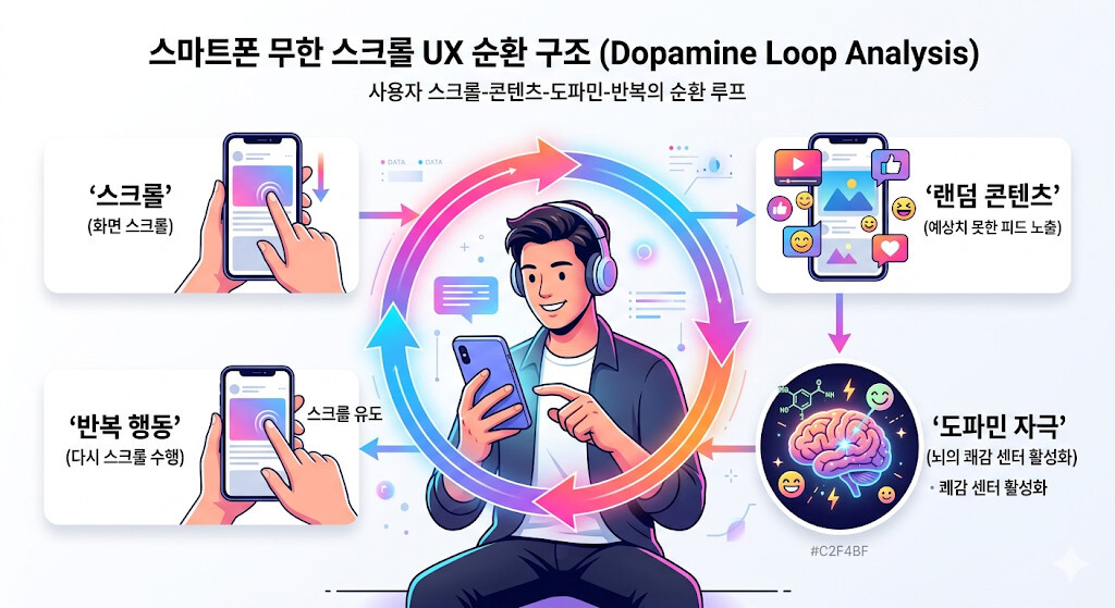 틱톡 인스타그램 도파민 루프와 무한 스크롤 구조