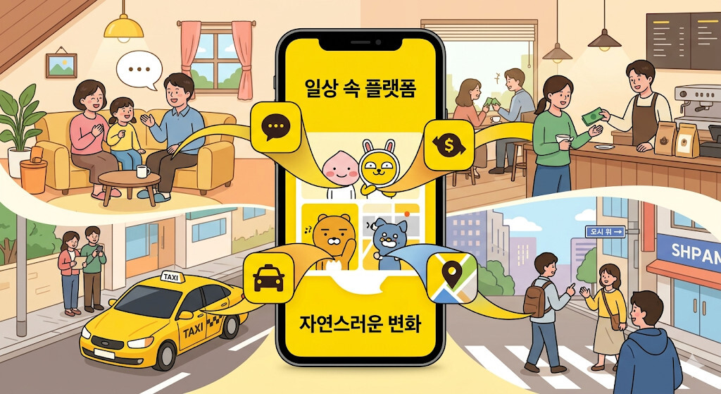 카카오 리브랜딩 성공 일상 플랫폼 확장 이미지
