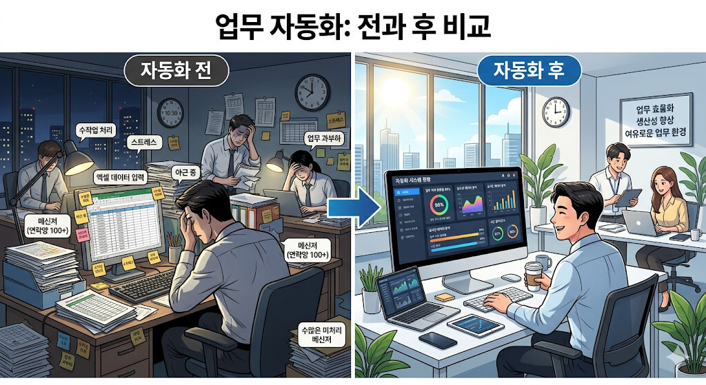 백오피스 자동화 도입 전과 후의 업무 효율 비교