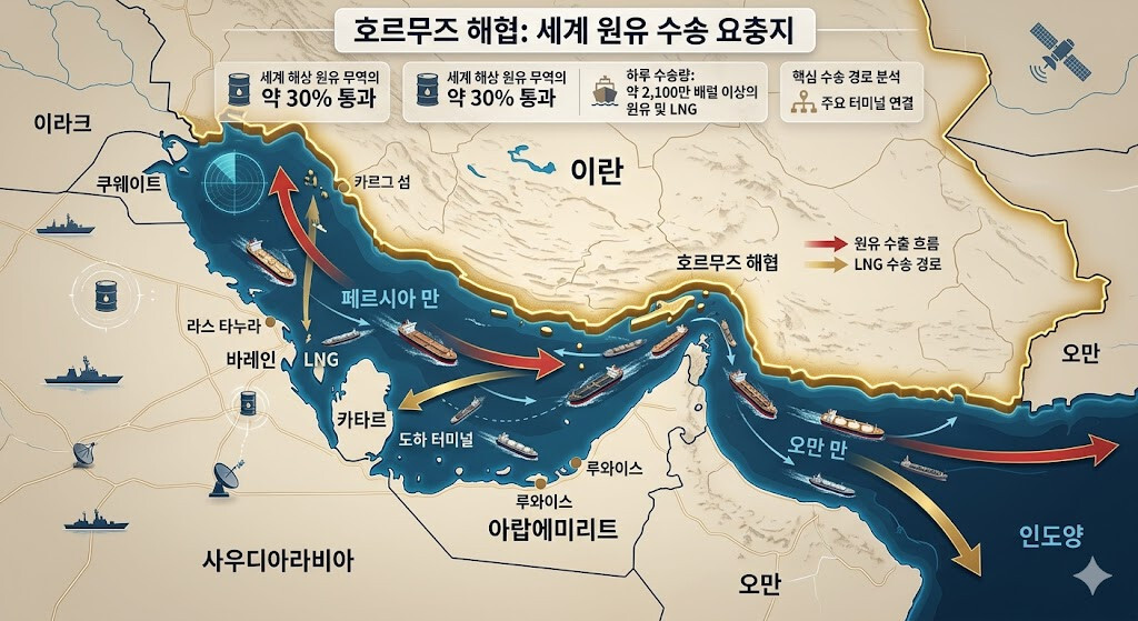 호르무즈 해협 원유 수송 경로와 세계 에너지 공급