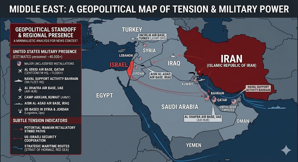 미국 이란 이스라엘 갈등 중동 지도