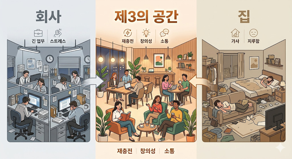 스타벅스의 제3의 공간 전략을 설명하는 이미지