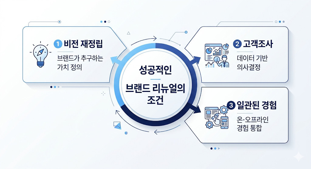 성공적인 브랜드 리뉴얼의 3가지 핵심 조건 인포그래픽