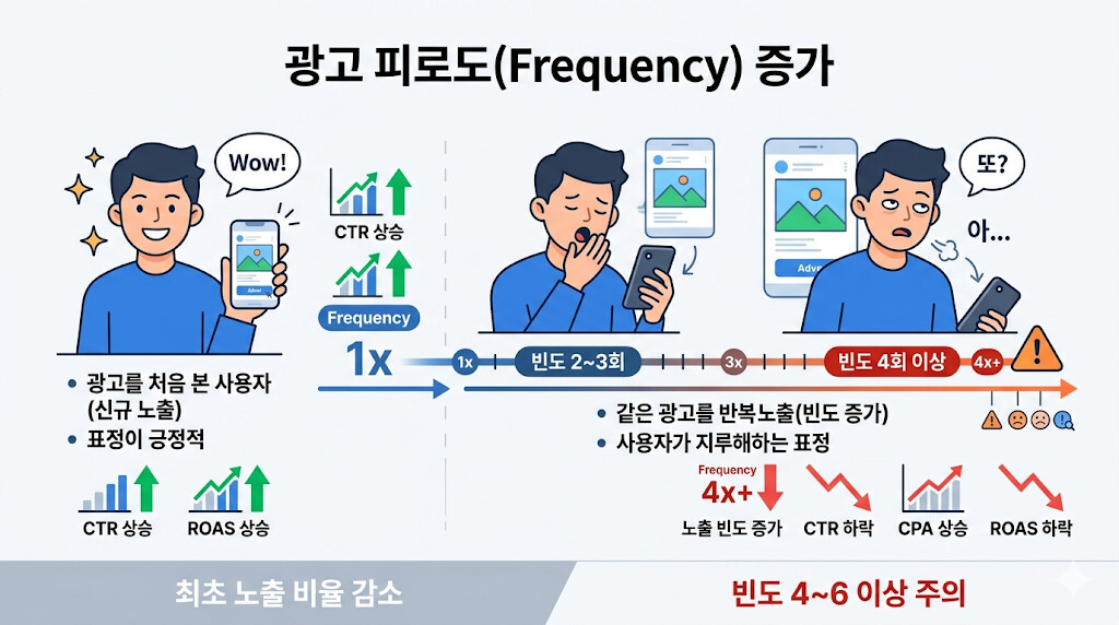 Meta 광고 타겟 포화와 광고 피로도 예시