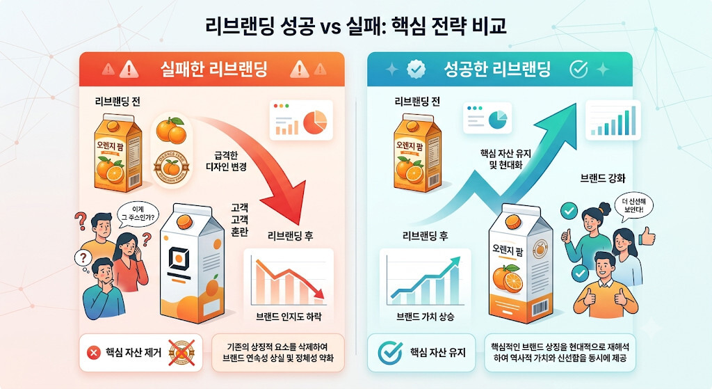 실패한 리브랜딩과 성공한 리브랜딩 비교 사례