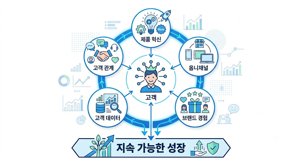 고객 경험 중심 D2C 전략의 핵심 요소를 정리한 인포그래픽