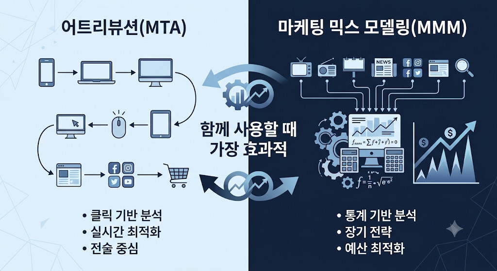 마케팅 믹스 모델링 MMM과 어트리뷰션 MTA 비교