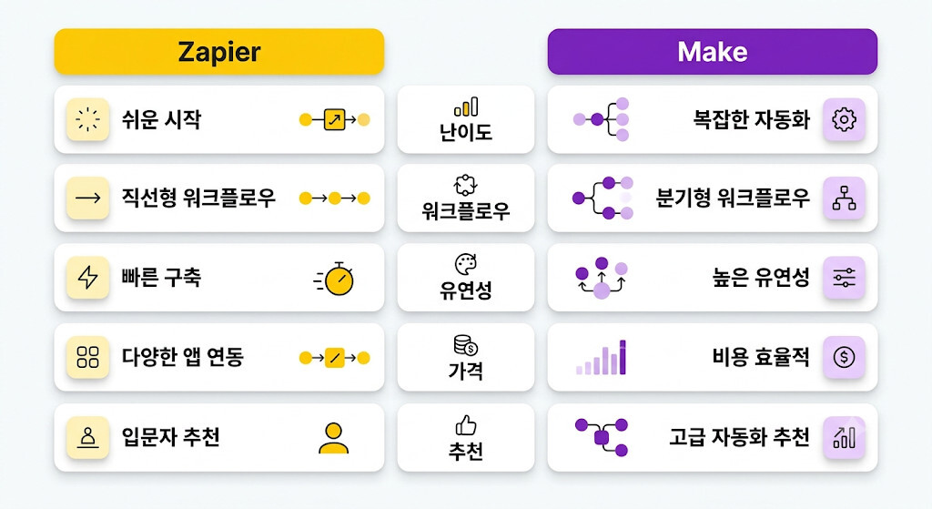 Zapier와 Make CRM 자동화 플랫폼 비교