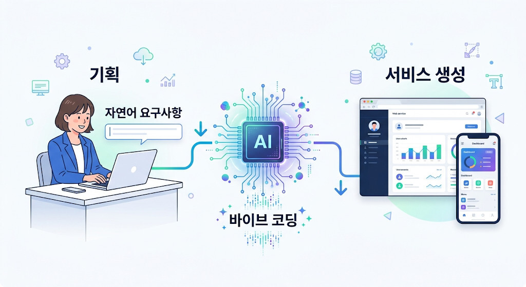 바이브 코딩으로 자연어 요구사항이 AI를 통해 서비스로 구현되는 과정