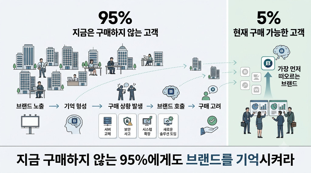 B2B 마케팅 95대5 법칙과 구매 전 브랜드 기억을 만드는 멘탈 어베일러빌리티 전략